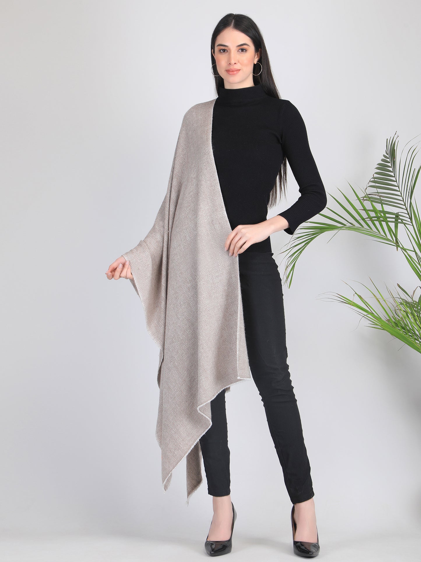Maya Herringbone Cashmere Scarf