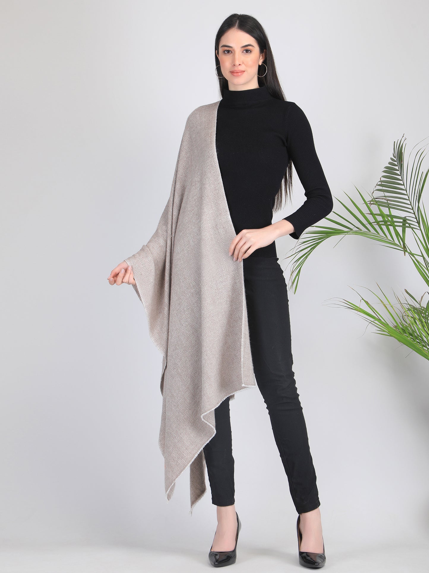 Maya Herringbone Cashmere Scarf (Unisex)