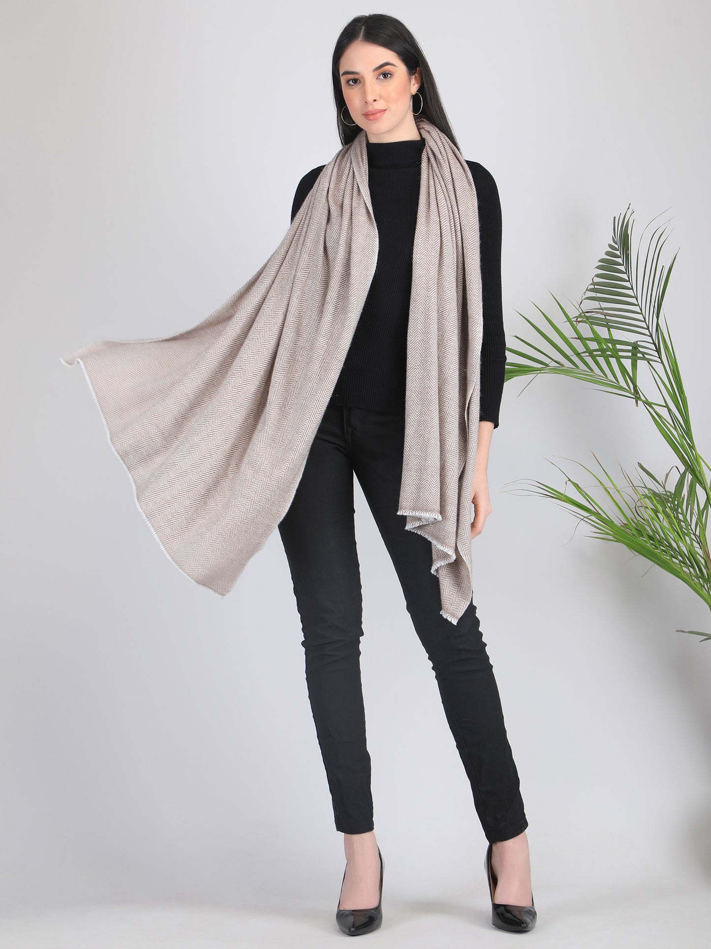 Maya Herringbone Cashmere Scarf