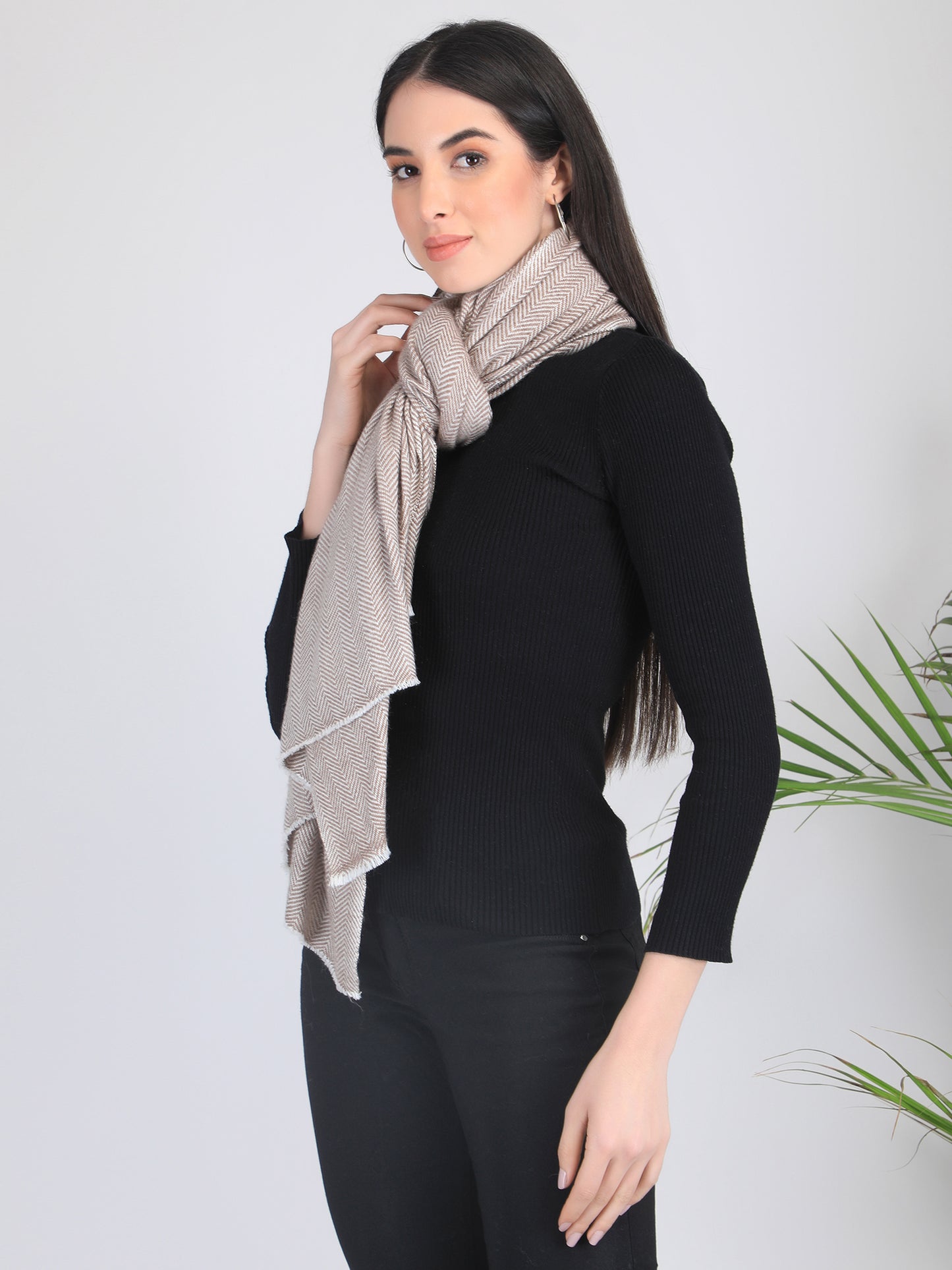 Maya Herringbone Cashmere Scarf (Unisex)