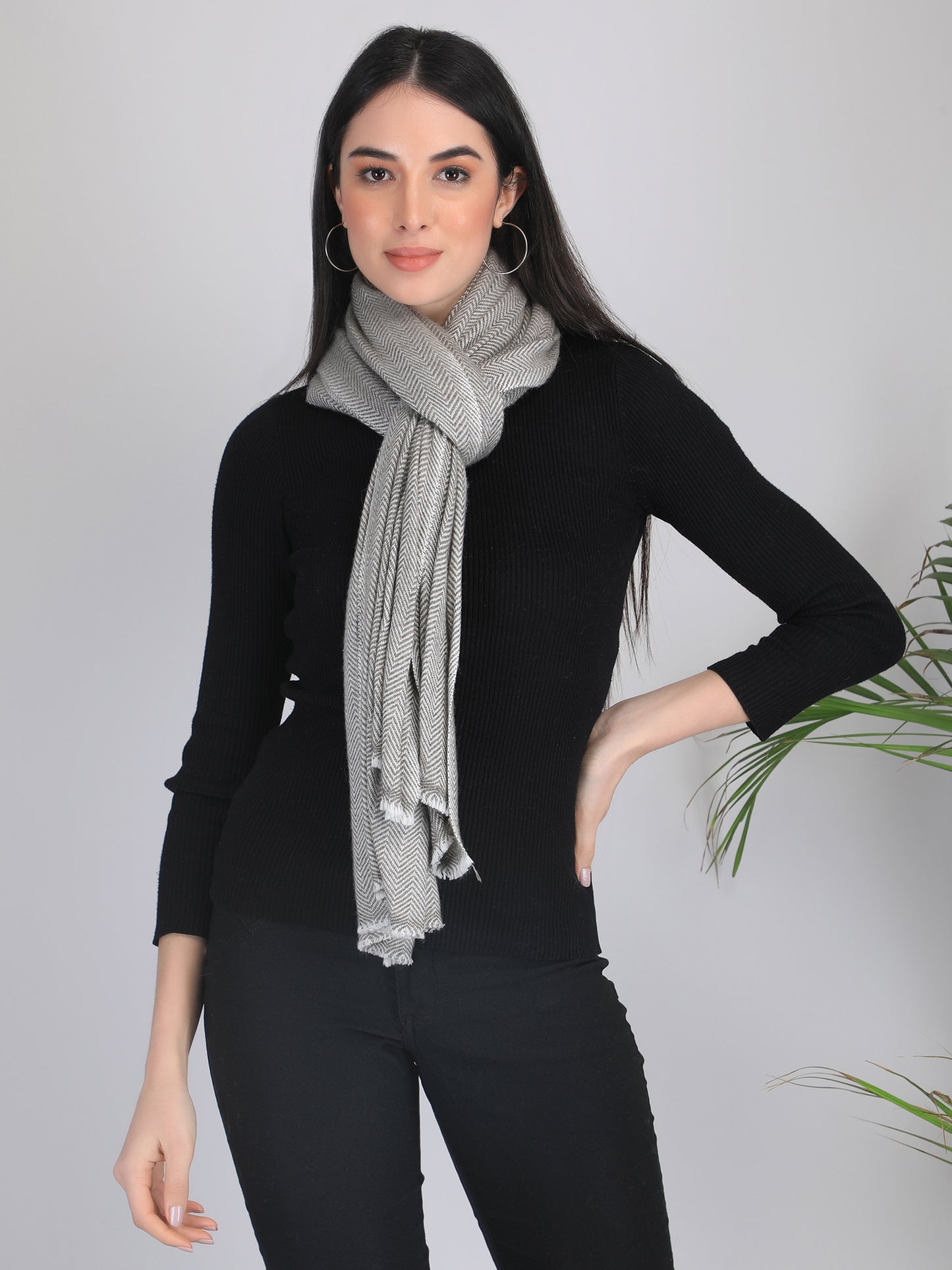 Vanya Herringbone Cashmere Scarf