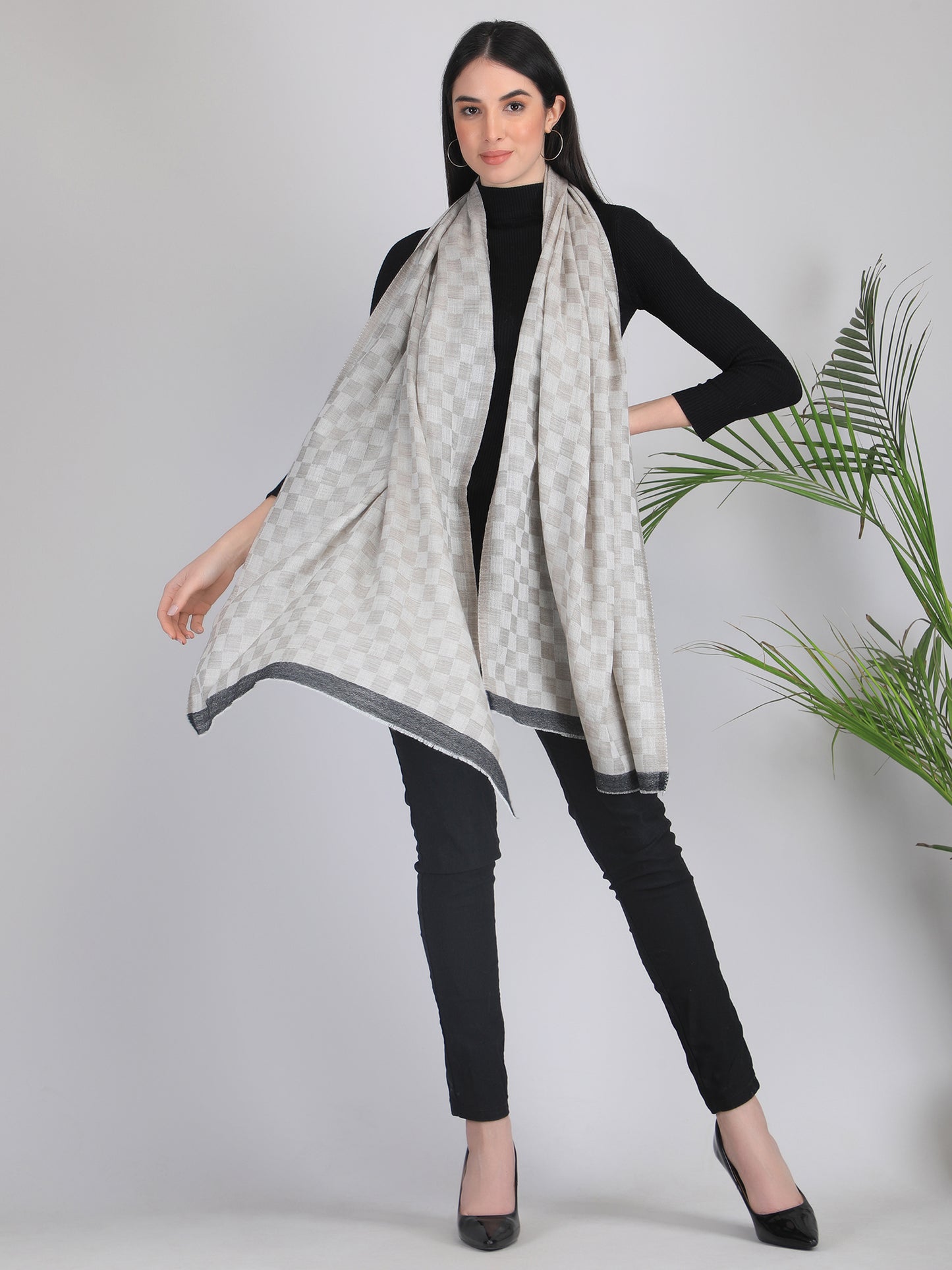 Antara Checkered Cashmere Scarf