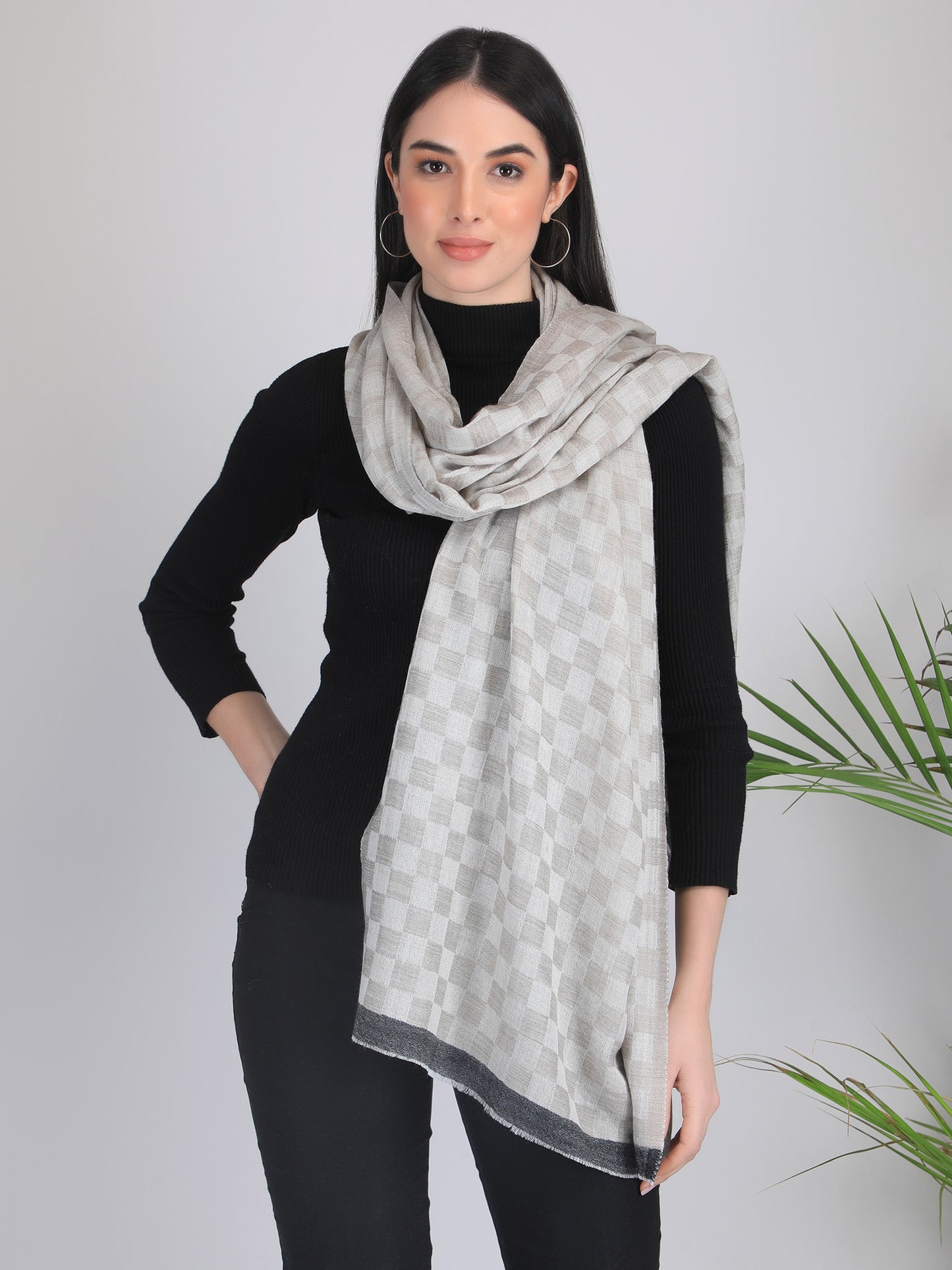 Antara Checkered Cashmere Scarf