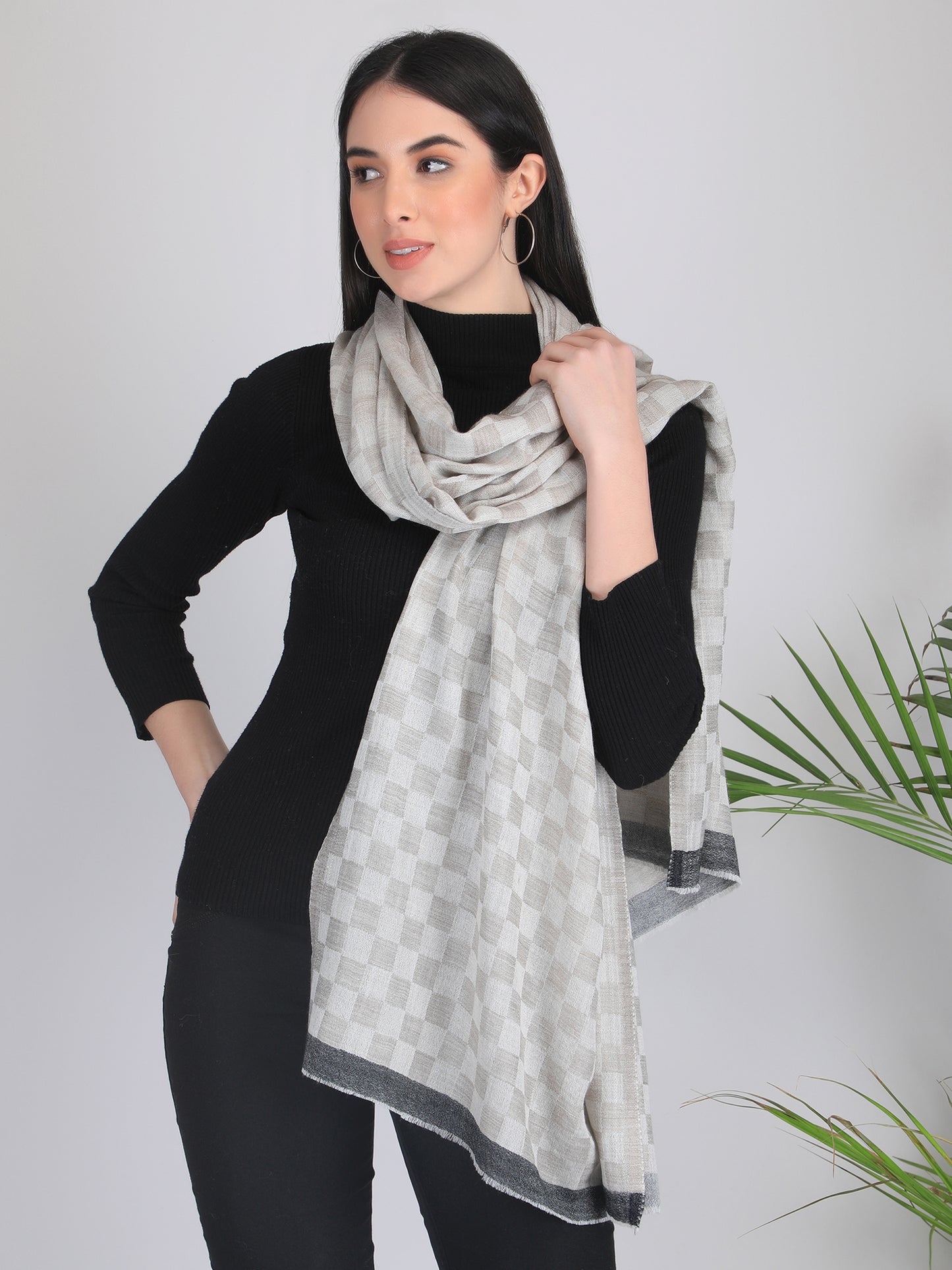 Antara Checkered Cashmere Scarf