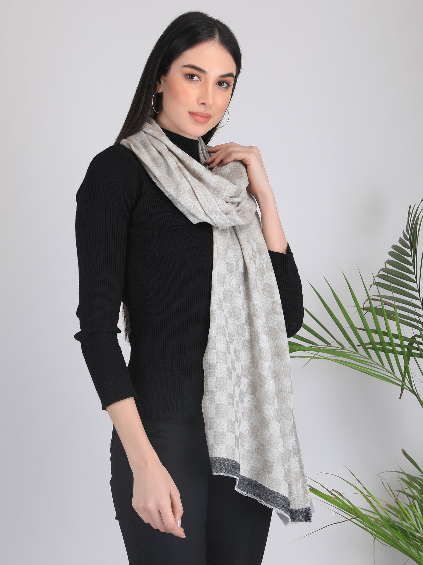 Antara Checkered Cashmere Scarf