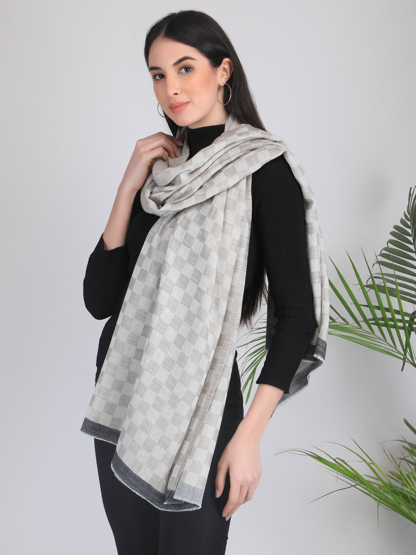 Antara Checkered Cashmere Scarf