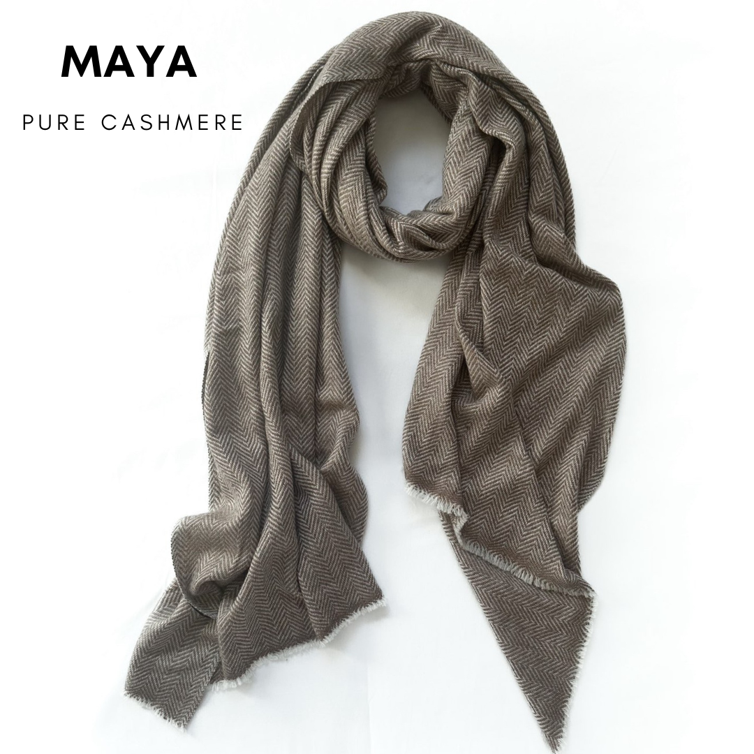 Maya Herringbone Cashmere Scarf (Unisex)