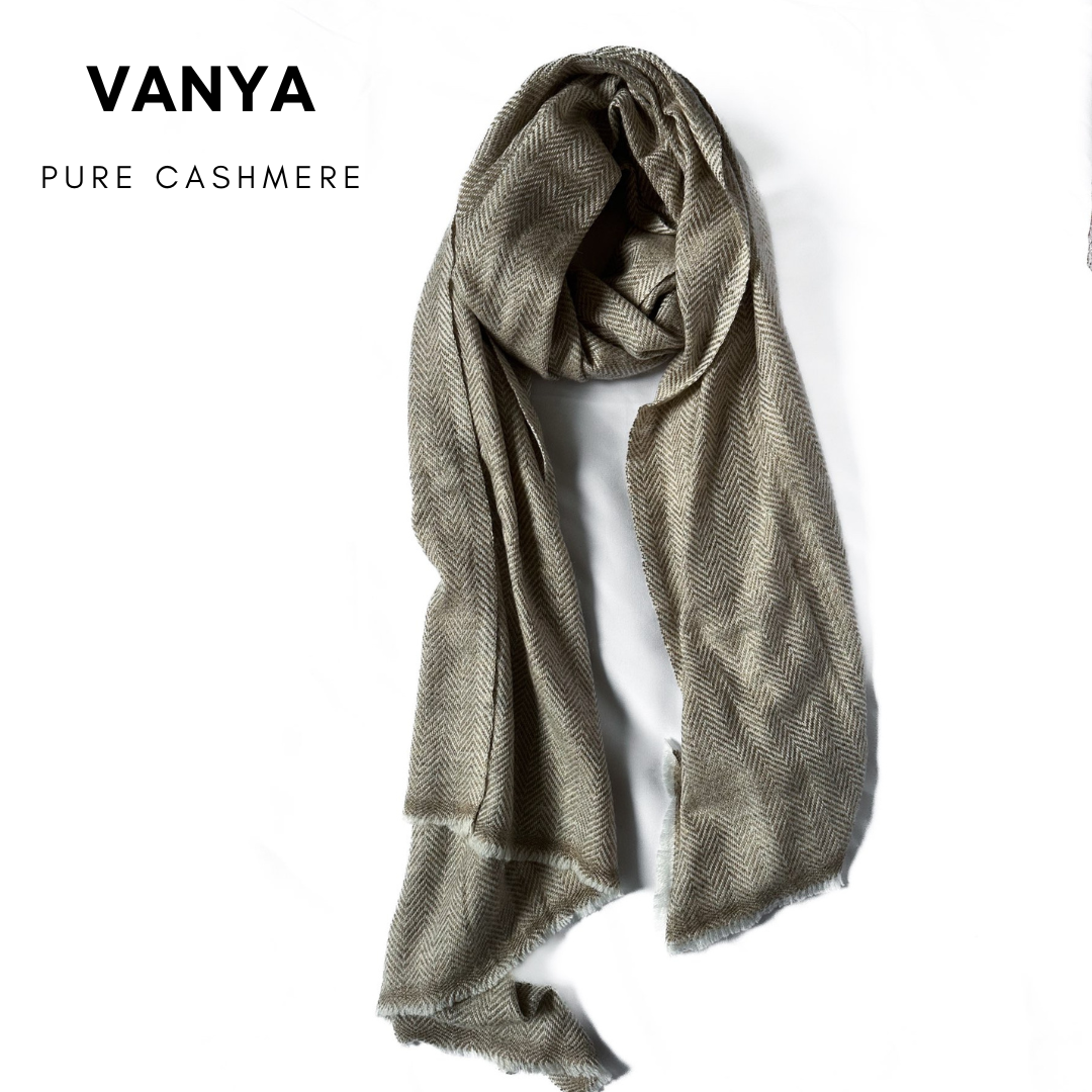 Vanya Herringbone Cashmere Scarf (UNISEX)