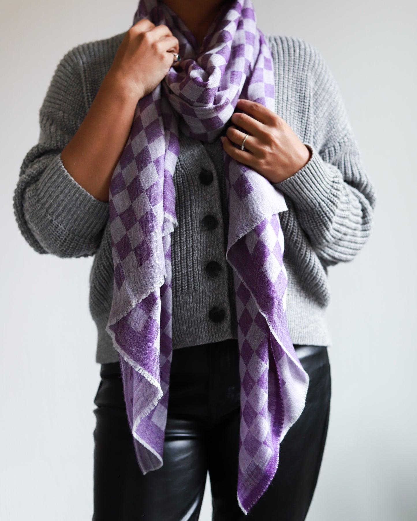 Meera Checkered Cashmere Scarf